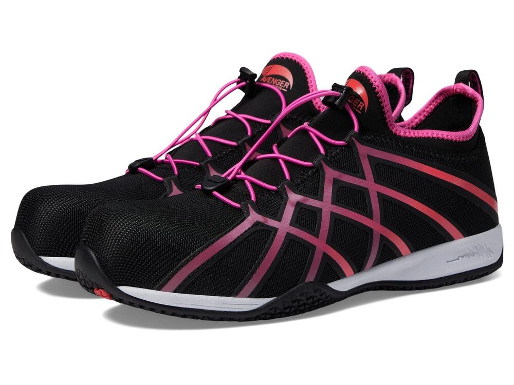 AVENGER WORK BOOTS HYDRO BLACK/PINK 6.5 D - WIDE